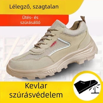 Férfi munkavédelmi cipő acélorrsapkával, ütésálló és perforáció elleni, nyáron lélegző, könnyű biztonsági cipő