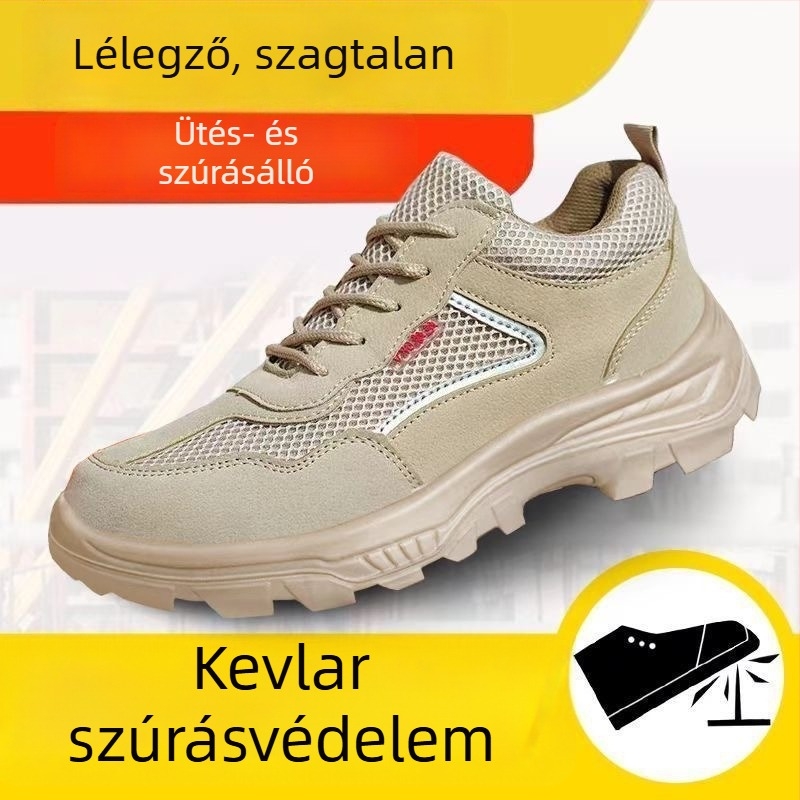 Férfi munkavédelmi cipő acélorrsapkával, ütésálló és perforáció elleni, nyáron lélegző, könnyű biztonsági cipő