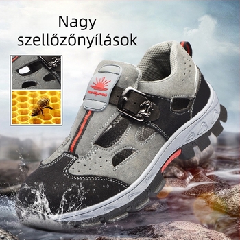 Uniszex nyári könnyű, lélegző biztonsági szandál ütés- és átszúrásvédelmi funkcióval