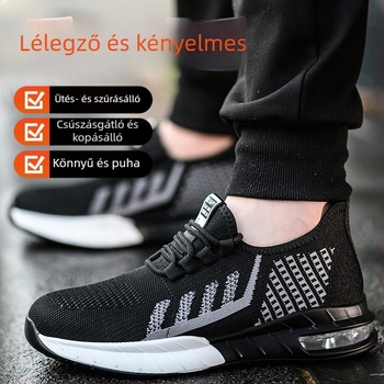 Egyedi, légáteresztő munkavédelmi cipő férfiaknak, ütés- és perforációálló, légpárnás talppal, csúszásmentes és kopásálló