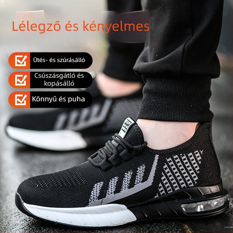 Egyedi, légáteresztő munkavédelmi cipő férfiaknak, ütés- és perforációálló, légpárnás talppal, csúszásmentes és kopásálló