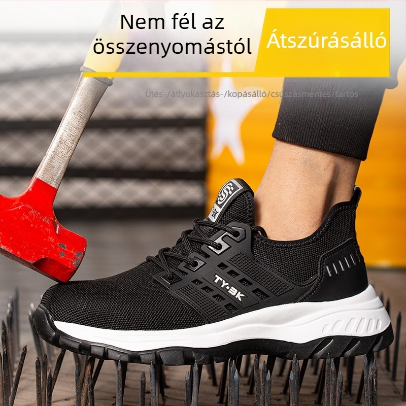 Acélorrú munkavédelmi cipő, áthatolás elleni és ütésálló, minden évszakra