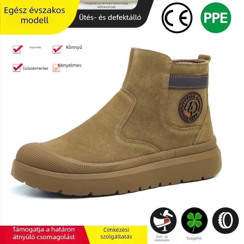 Munkavédelmi cipő acélorral, ütés- és perforáció elleni védelem, téli pamut bélésű, kényelmes puha talppal, munkahelyi védelem