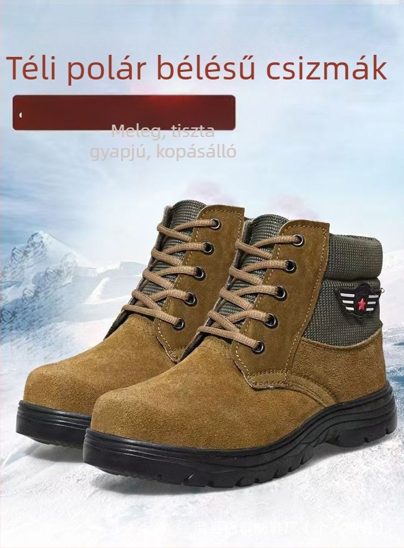 Téli hócsizma férfiaknak juhbőr és gyapjú felsőrésszel – meleg, csúszásmentes, gumitalp