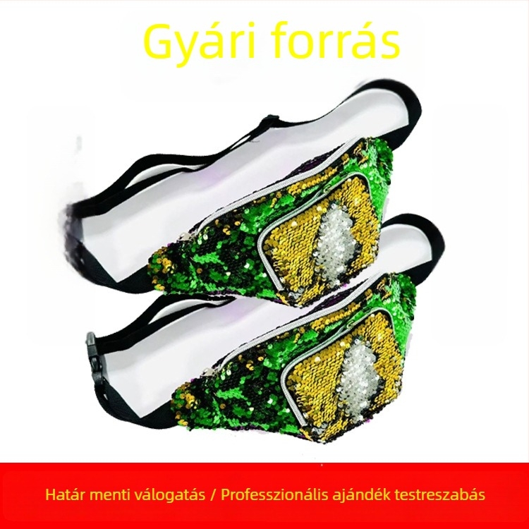 Flitteres deréktáska, uniszex, nylon sporttáska keresztpánttal