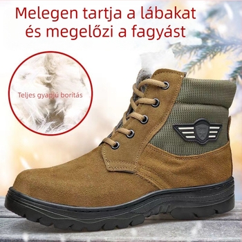 Téli hócipő juhbőrből és bunda béleléssel, magas, meleg kültéri munkacipő