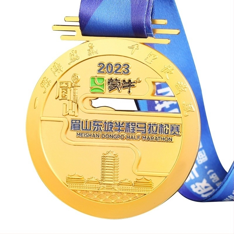 Személyre szabható versenymedál maratonhoz és sporteseményekhez, cinkötvözetből készült arany-, ezüst- és bronzkivitelben, kreatív akasztóval.