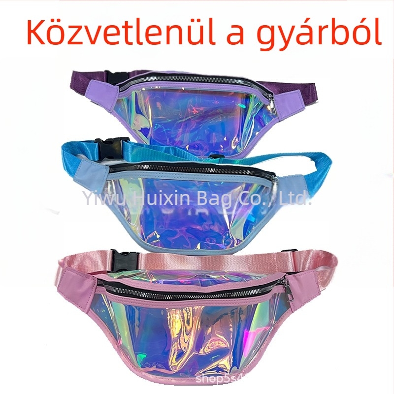 Lézer mintás derék táska gyerekeknek és felnőtteknek – vízálló PVC sportos/strand táska testreszabható logóval
