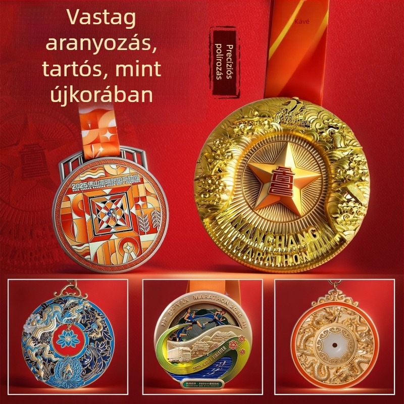 Személyre szabott maraton fémmedál iskolai sporteseményekre — zománc medál futásra és kerékpározás eseményekhez