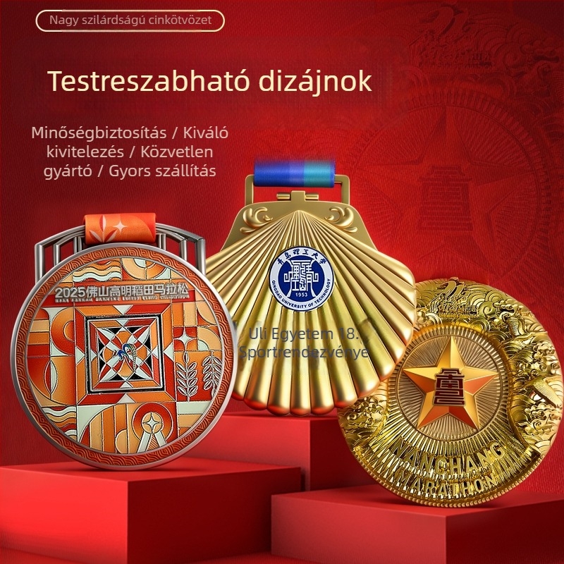 Személyre szabott maraton fémmedál iskolai sporteseményekre — zománc medál futásra és kerékpározás eseményekhez