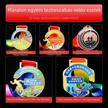 Személyre szabott fém érme maratonra, futásra és kosárlabda versenyekre — arany, ezüst és bronz érme, emlékplakettel