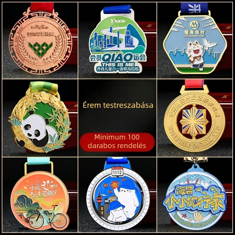 Személyre szabott fém érme maratonra, futásra és kosárlabda versenyekre — arany, ezüst és bronz érme, emlékplakettel