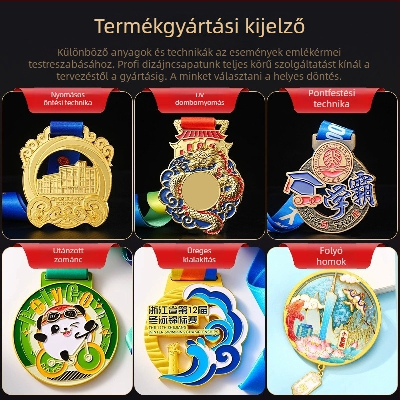 Személyre szabott fém érme maratonra, futásra és kosárlabda versenyekre — arany, ezüst és bronz érme, emlékplakettel