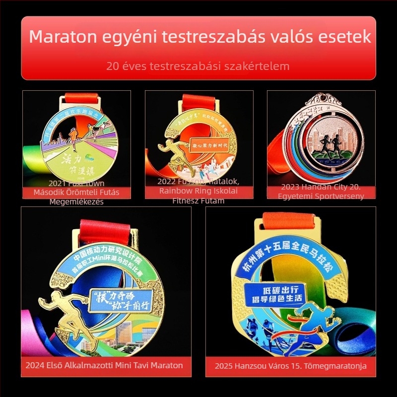 Személyre szabott fém érme maratonra, futásra és kosárlabda versenyekre — arany, ezüst és bronz érme, emlékplakettel