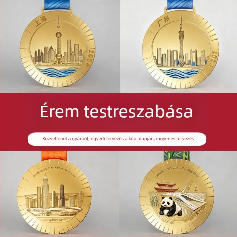 Személyre szabott érmek sporteseményekhez, fém városi érmek, maraton futás emlékérmei logóval