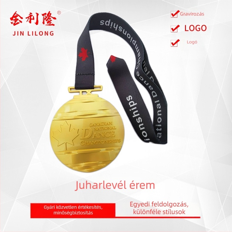 Juharlevél medál maratonra és Taekwondo versenyre – zománcfestett futóérem