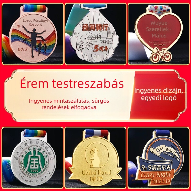 Személyre szabott érme arany-, ezüst- és réz bevonattal maratonra és sporteseményekre
