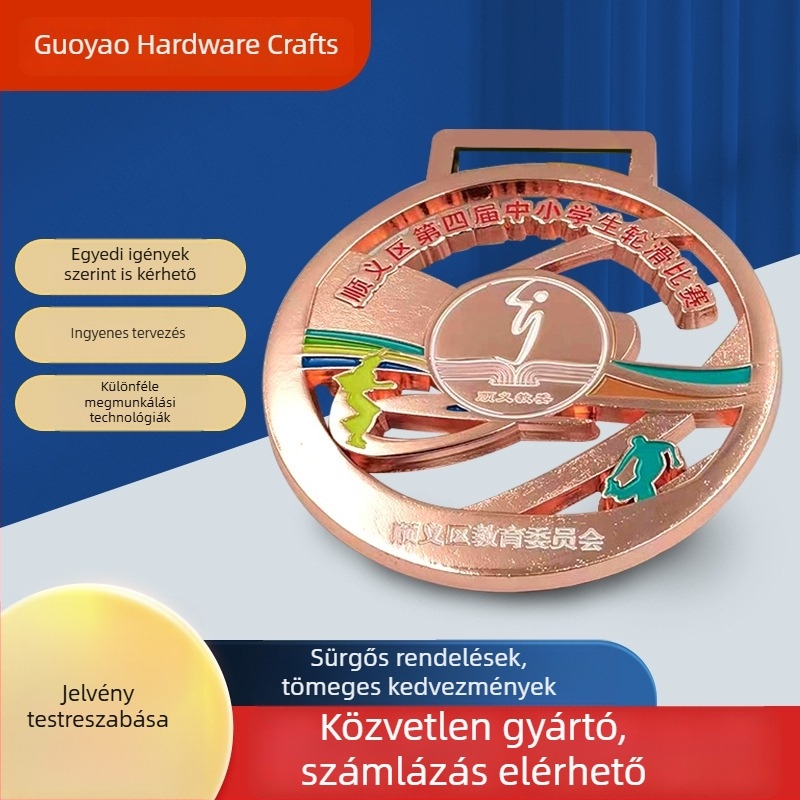 Egyedi fémérmek arany, ezüst és bronz színben maratoni futásokhoz és vállalati rendezvényekhez