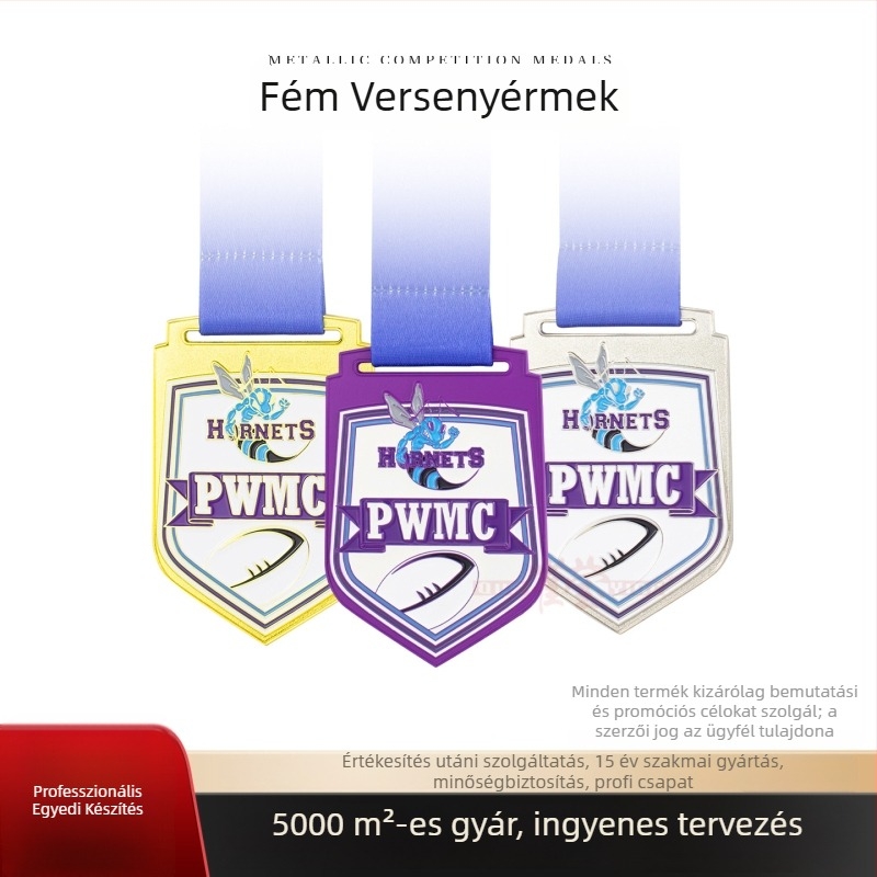 Testre szabott maratoni érmek arany, ezüst és bronz színben, atlétikai eseményekhez és emlékérmek gyalogláshoz