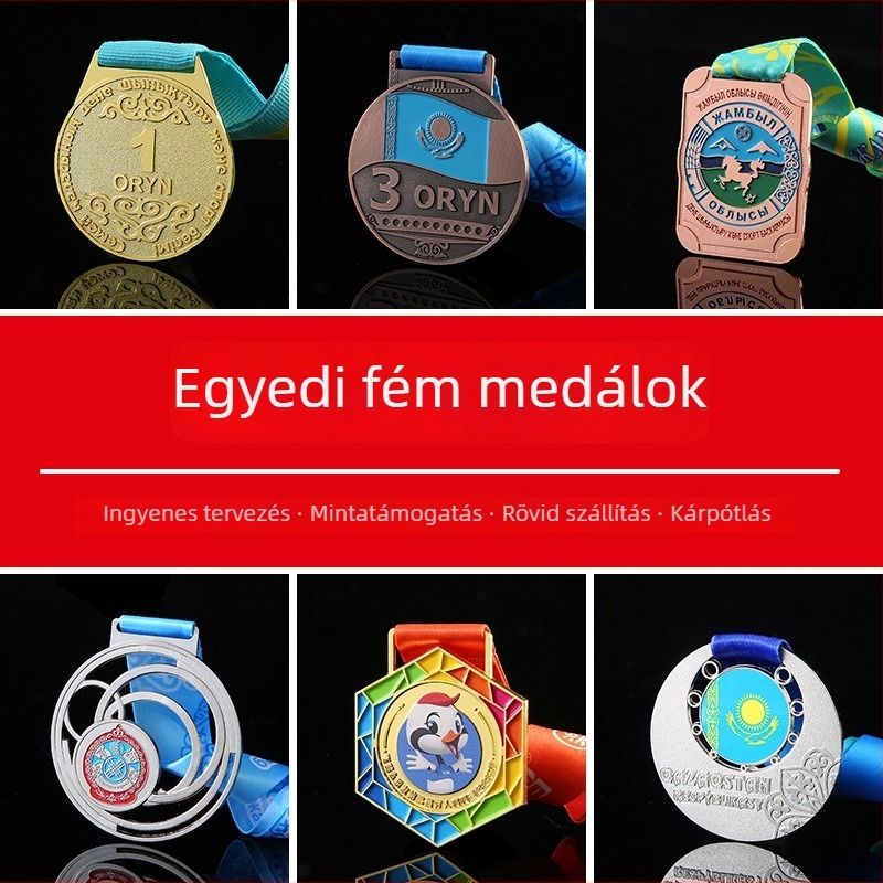 Személyre szabott fém érem az iskolai sportnapra – futballesemény emlékérem