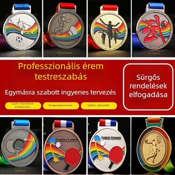 Személyre szabott fém érmek sporteseményekre – labdarúgás, kosárlabda, maraton, taekwondo, úszás, aranyozott bevonattal