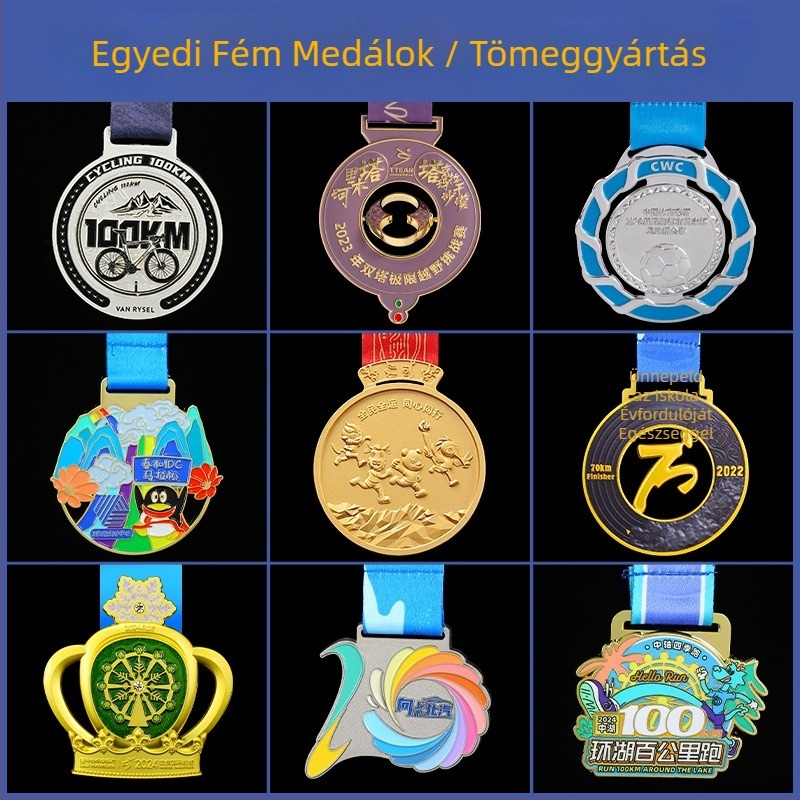Személyre szabott fémből készült érmek maratonokra, sporteseményekre, futballmérkőzésekre és iskolai tevékenységekre