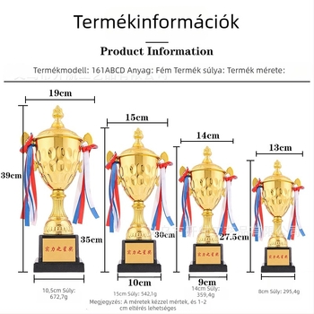 Fém trófea és érme, T160-es sorozat, kreatív díj iskolai képzésekhez és sporteseményekhez