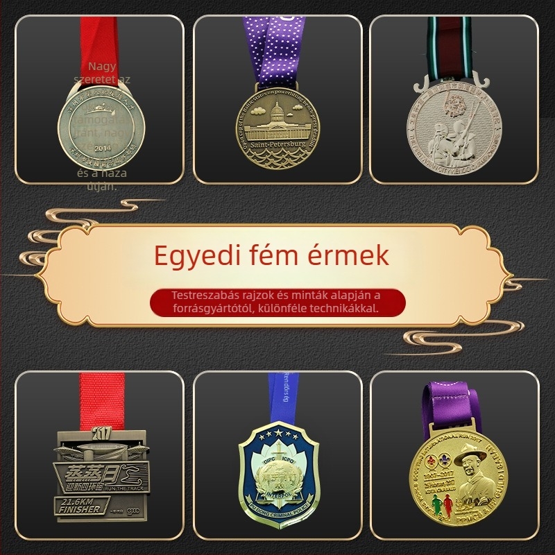 Személyre szabott klubmedál zsinórral – maratoni emlékérme bronz