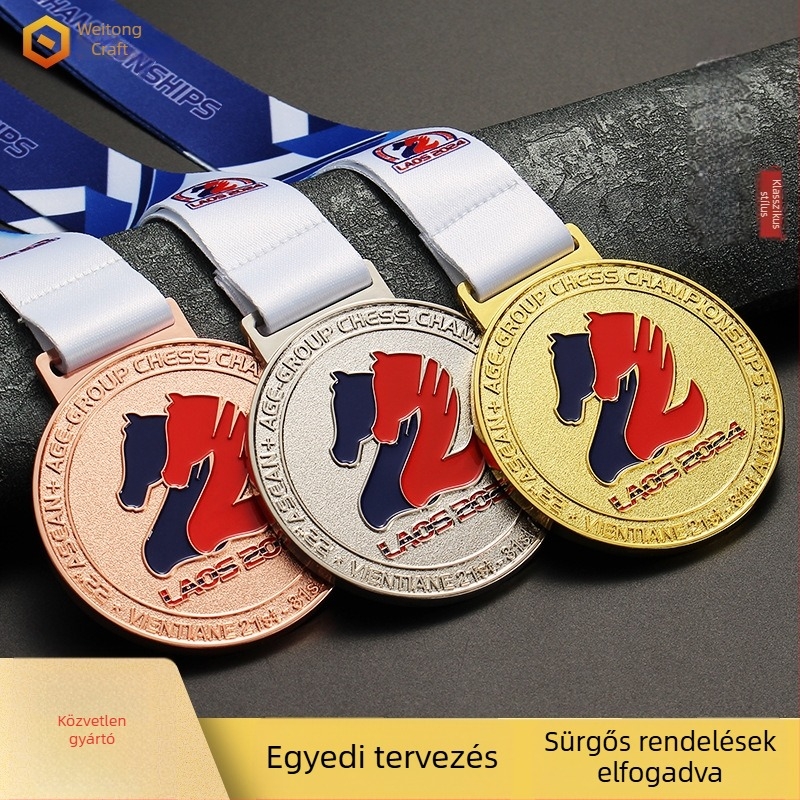 Személyre szabott cinkötvözet-medál — fém plakett sportversenyekhez, futáshoz és maratonhoz