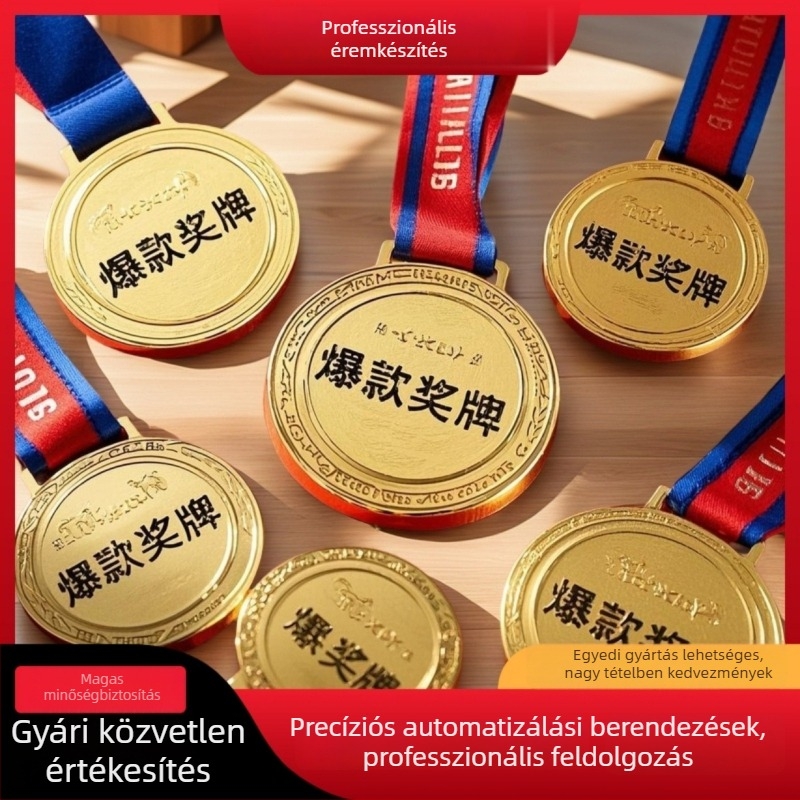 Maratoni fémérme, domborított ötvözetű érme iskolai sporteseményekhez, testreszabható logó