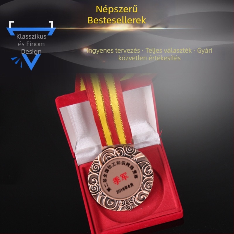 Személyre szabott kerek maratoni emlékérem, cinkötvözetből