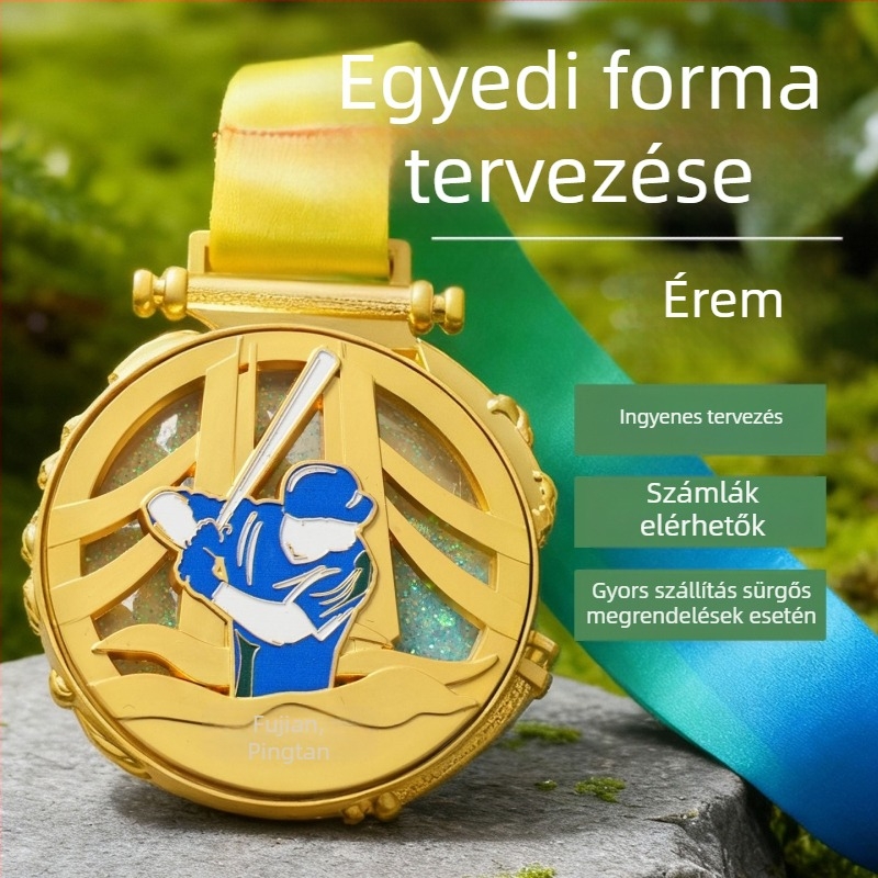 Iskolai sporteseményekre szabott fém érem – maraton, kosárlabda és hegymászás emlékére