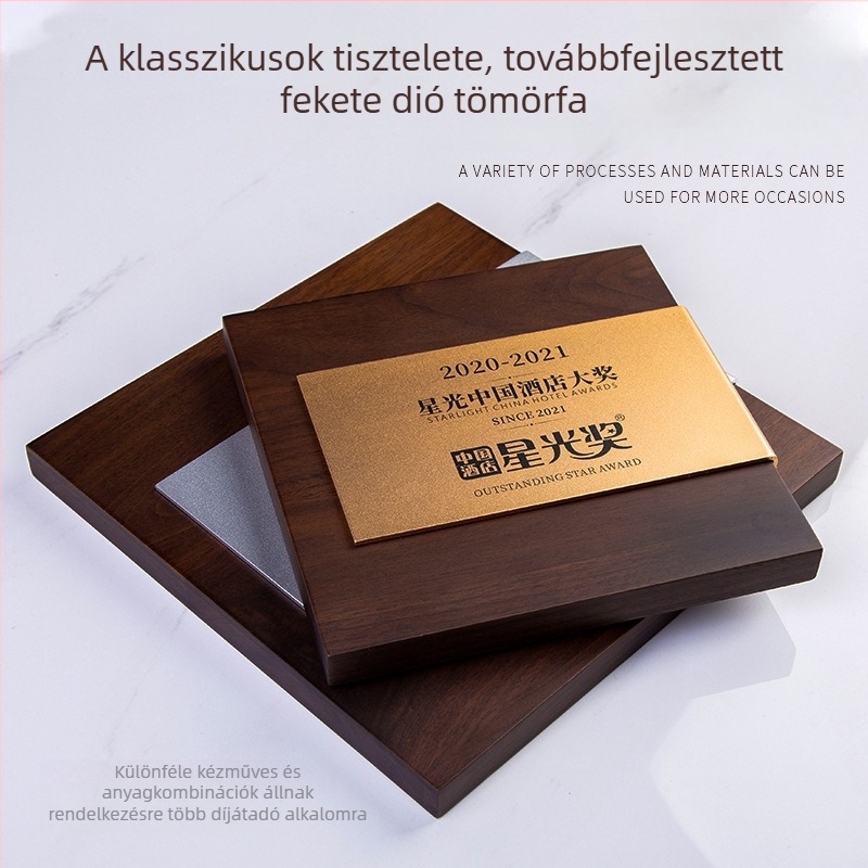 Diófa medál vastag alumínium lemezzel – díszplakett és bizonyítvány