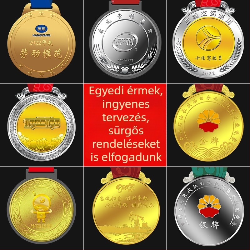 Személyre szabott érmek és igazolások maratoni versenyekhez, sporthoz, iskolai csapatok tevékenységeihez és elismerő díjakhoz