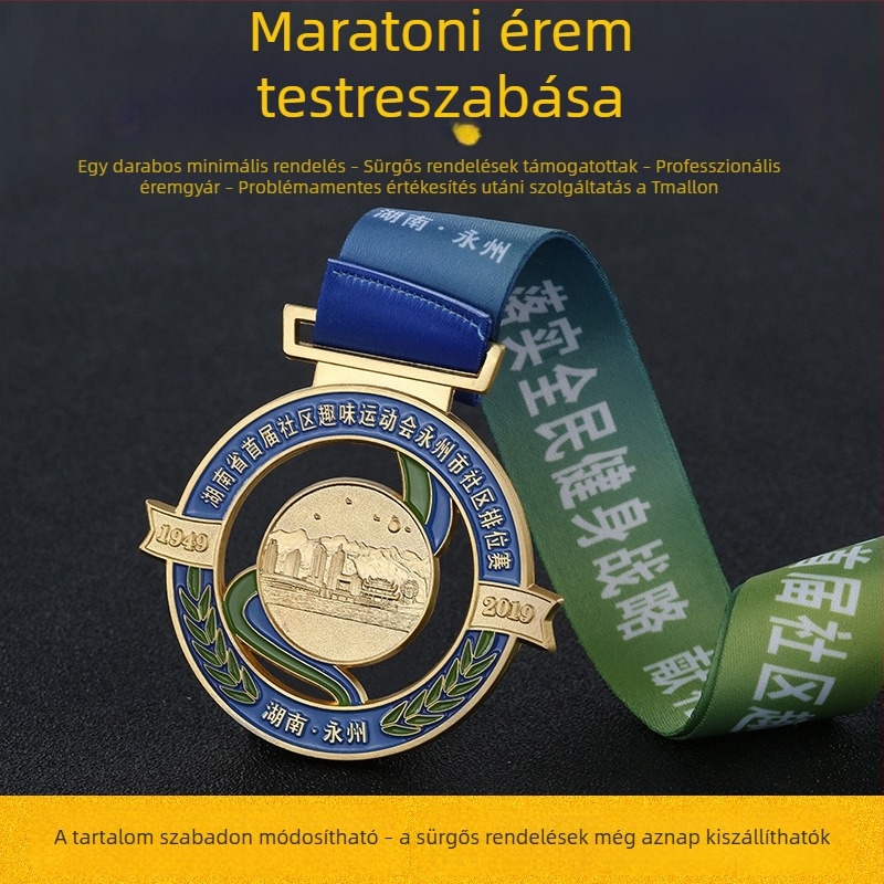 Fém maratoni érme – emlékérmék óvodai sportnapra, arany, ezüst és bronz