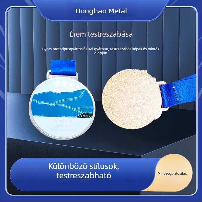 Festett fém érem maratonra, személyre szabott díszplakett logóval, üzleti ajándék, ötvözet