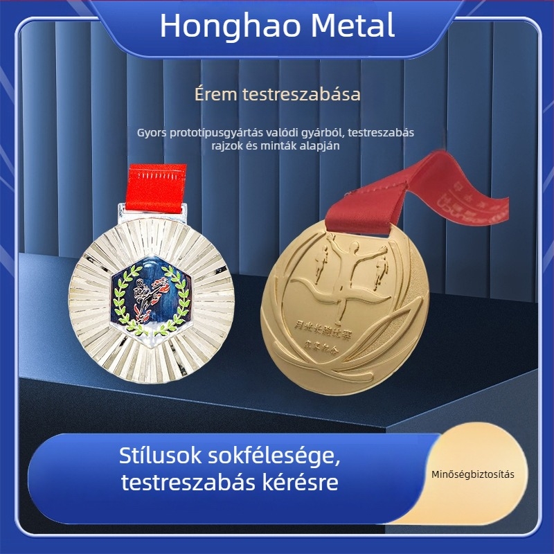 Festett fém érem maratonra, személyre szabott díszplakett logóval, üzleti ajándék, ötvözet