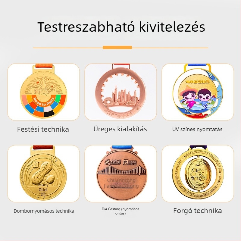 Fémmedálok versenyekhez, arany- és ezüstszínű sporteseményekhez, személyre szabott emlékajándékok