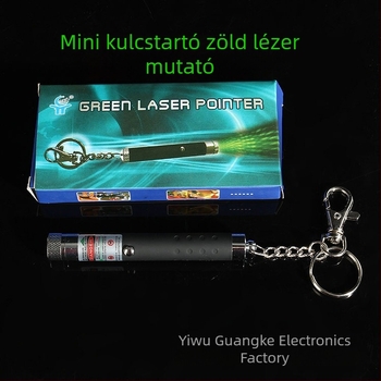 Zöld lézerpointer hosszú hatótávolsággal, kulcstartóval és mini stylusszal