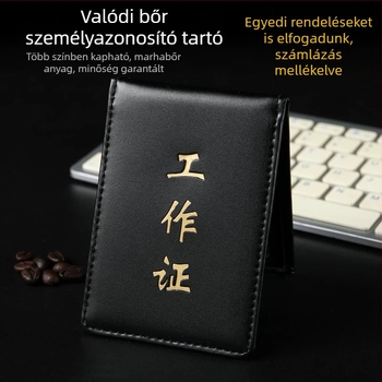 Bőr flip-top dokumentum- és igazolványtartó, fedéllel nyíló, kártyatartóval és személyre szabott logóval