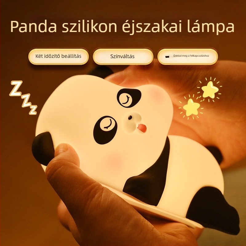 Vörös panda LED szilikon érintéses lámpa – éjszakai fény az éjjeliszekrényhez és a hálószobába
