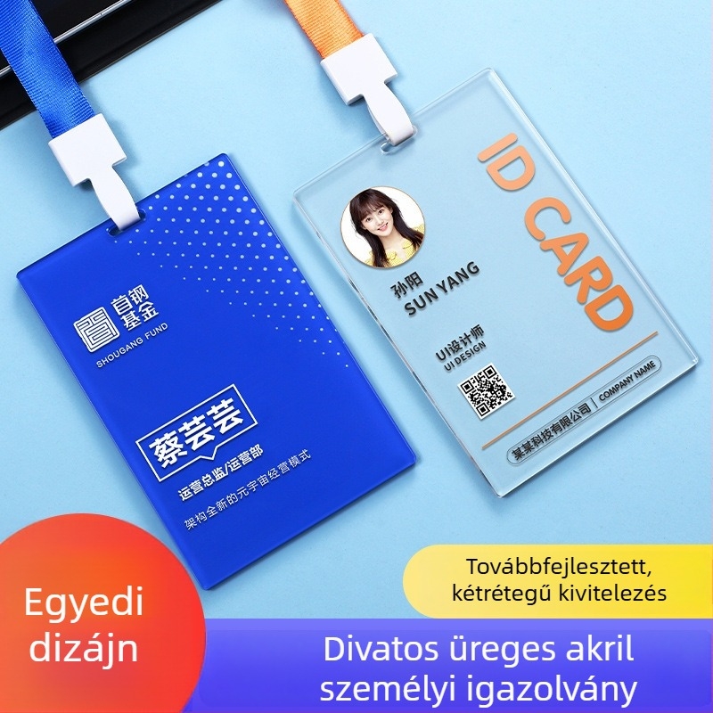Személyre szabott átlátszó akril badge tartó nyakpánttal iskolai osztályok és mikro vállalkozások számára
