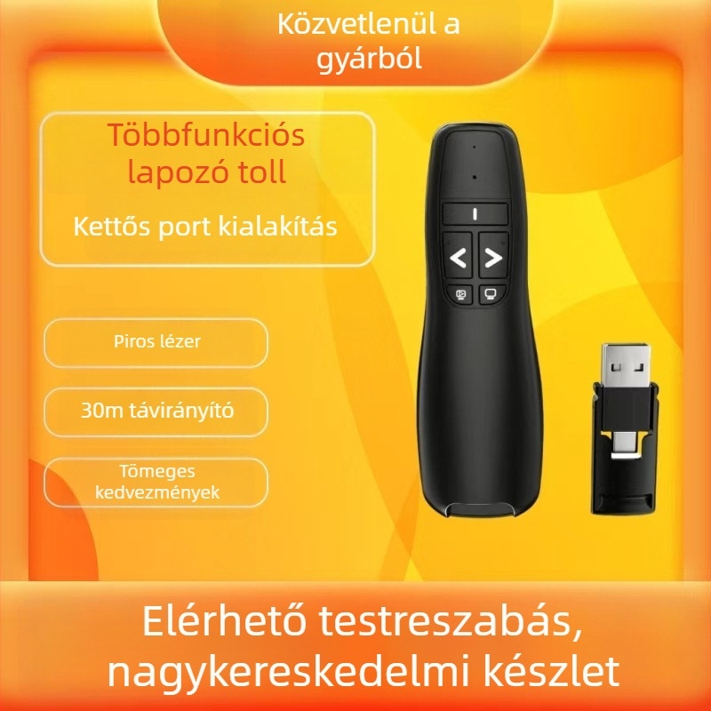 R400 PPT lézeres oldalváltó toll, kettős interfésszel prezentációkhoz és oktatáshoz, bemutató egység