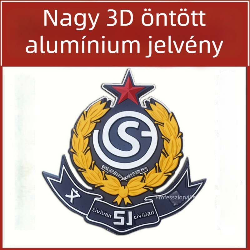 Nagy öntött alumínium jelvény ötágú csillaggal egységazonosításhoz, ajtóhoz függő jel