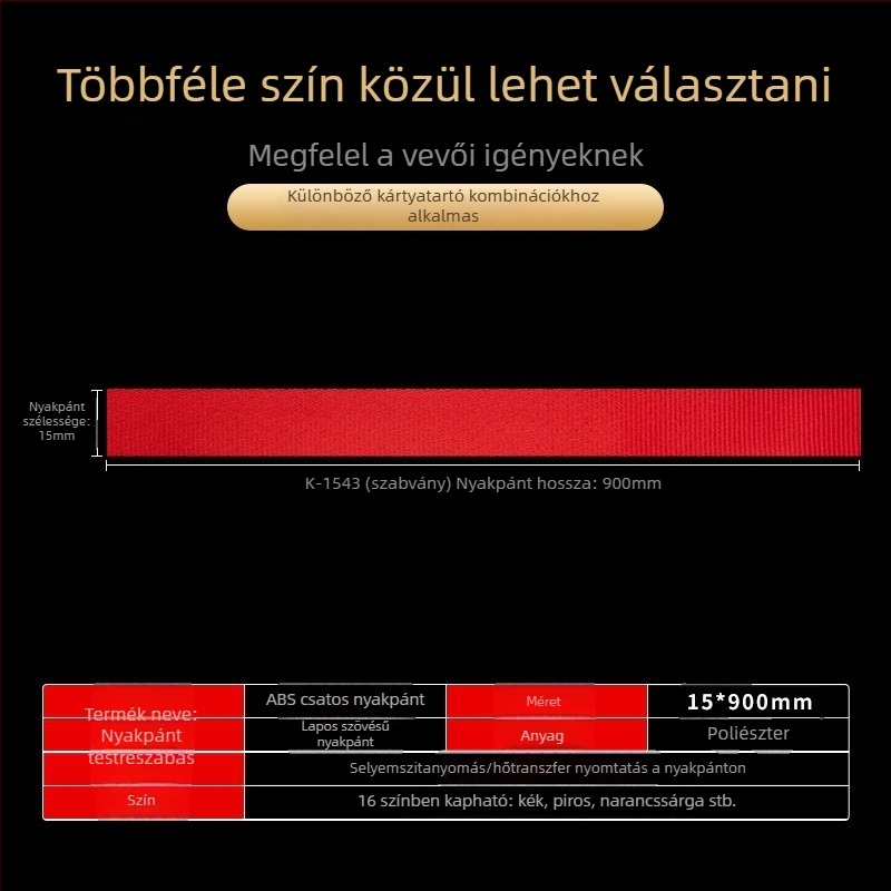 Poliészteres azonosító kártya nyakpánt kártyatartóval és logónyomtatással