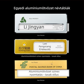 Egyedi rozsdamentes acél azonosító jelvény, mágneses hátoldallal
