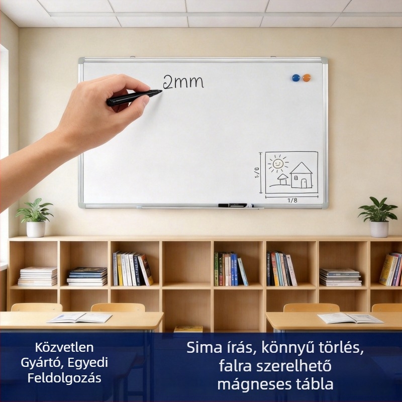 Mágneses falra szerelhető fehér tábla és kis tábla – 350x250 mm, egyoldalas, alumínium ötvözet keret, otthon, oktatás és iroda számára