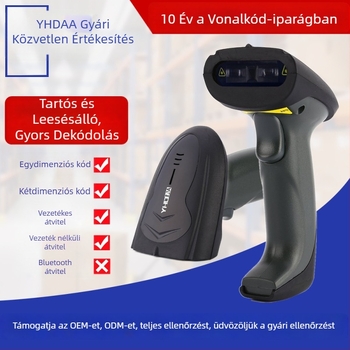 1D vezetékes piros fényű vonalkódolvasó, 2D vezeték nélküli vonalkódolvasó, kézi olvasó mobil POS-hoz, kiskereskedelemhez és házhozszállításhoz