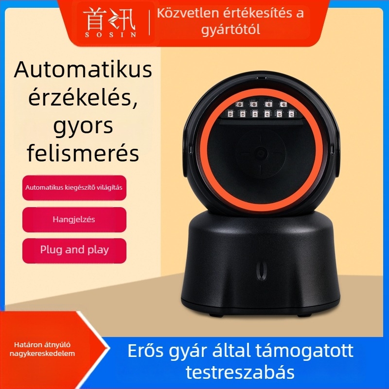 First News USB 1D/2D asztali vonalkódolvasó POS-hoz, szupermarketek és gyógyszertárak számára, fizetési kódok és orvosi vonalkódok olvasása