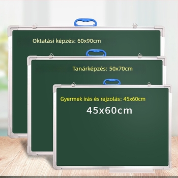 Mozgatható, kétoldalas író- és mágneses tábla, zöld rácsos felülettel, otthonra és iskolába
